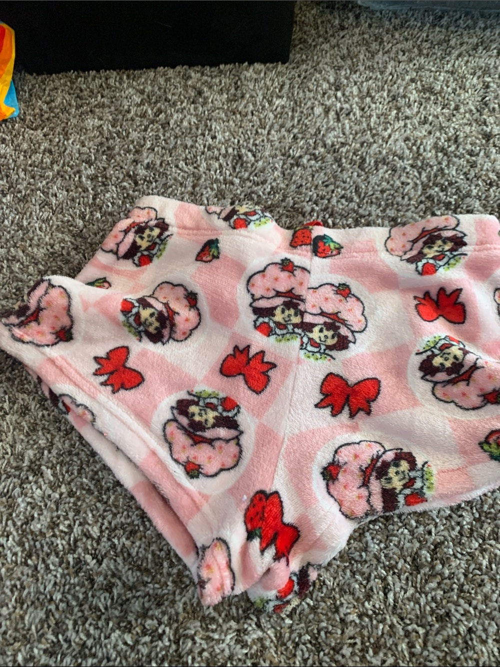 Plush Floral & Strawberry Sleep Shorts with Red Bow - Picture 3 of 3